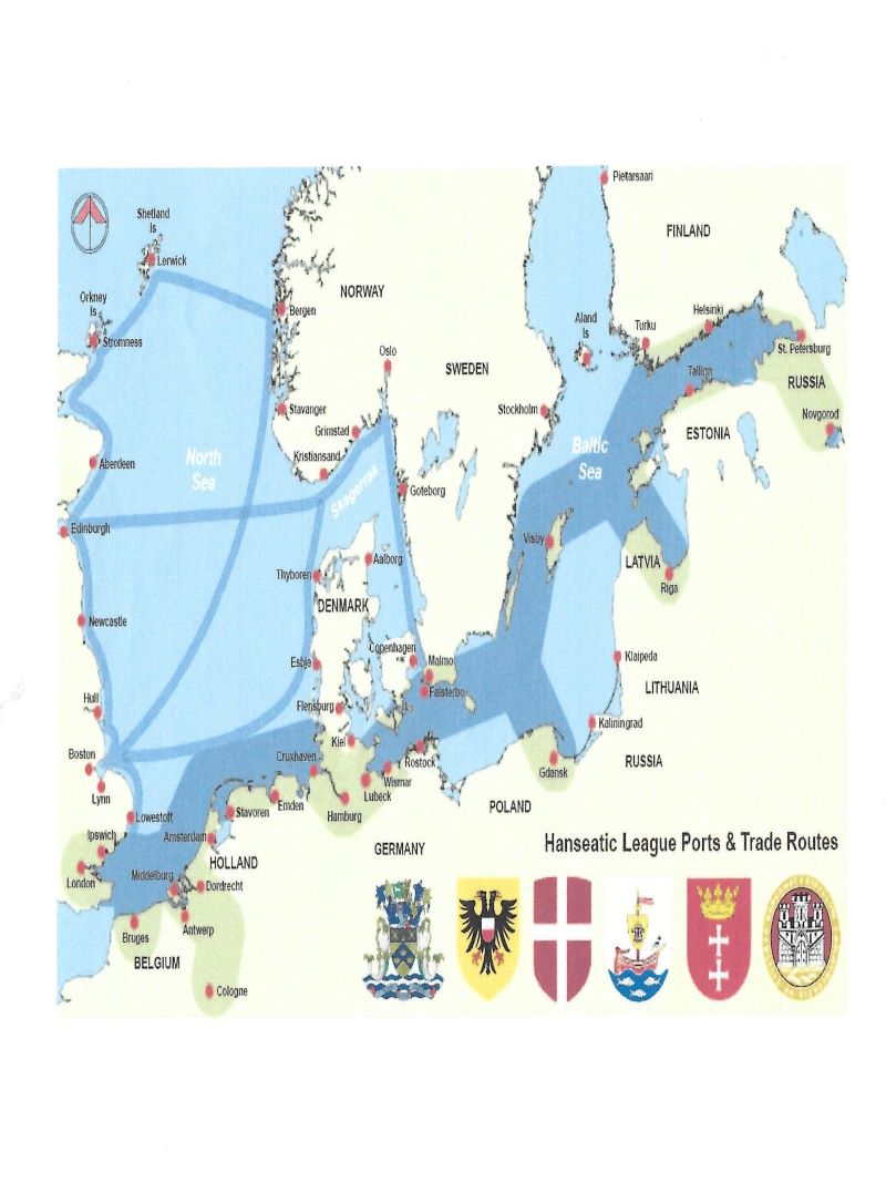 Hanse trade routes and ports