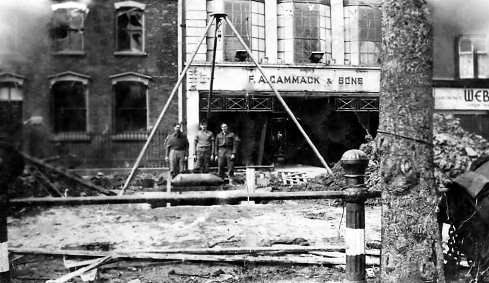 An unexploded bomb outside of Cammack's